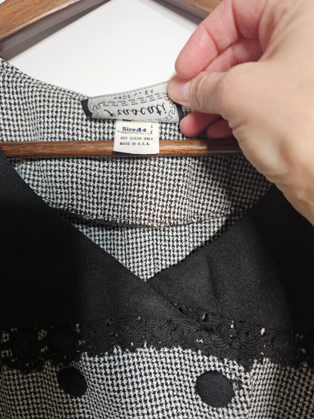 Vintage Frascati Retro 1990s Houndstooth Crop Blazer Whimsigoth Coquette - Picture 3 of 5